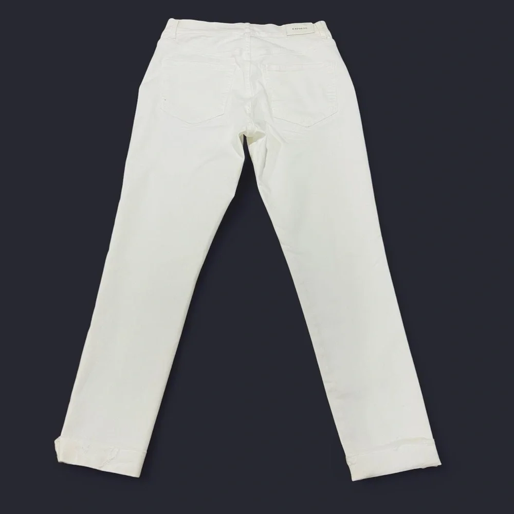 White Cuffed Ankle Straight Leg Creased Middle Jeans 6R - Picture 6 of 6